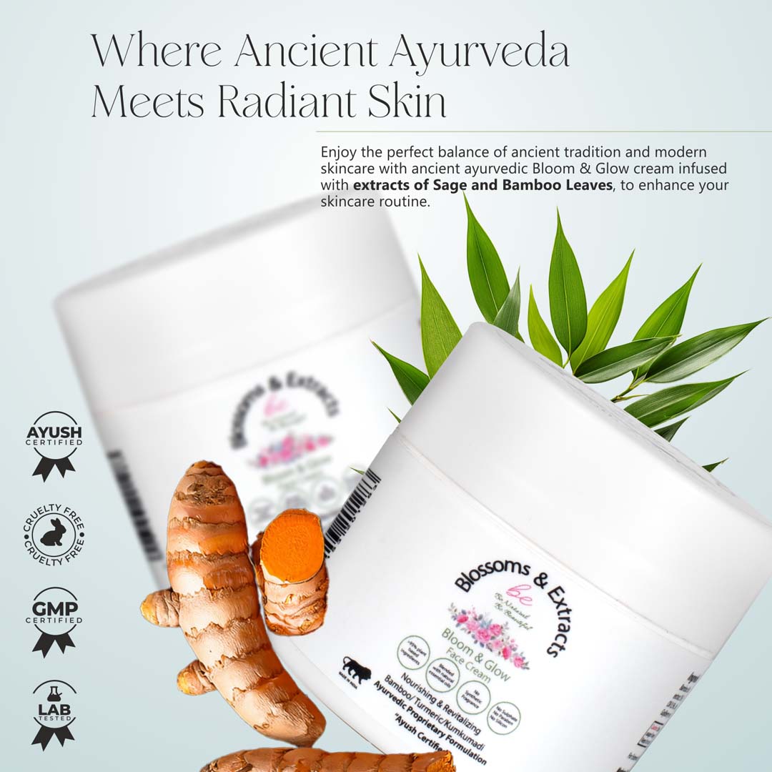 Blossoms & Extracts BLOOM & GLOW FACE CREAM (Bamboo Leaf Extract, Turmeric Extract, Kumkumadi)