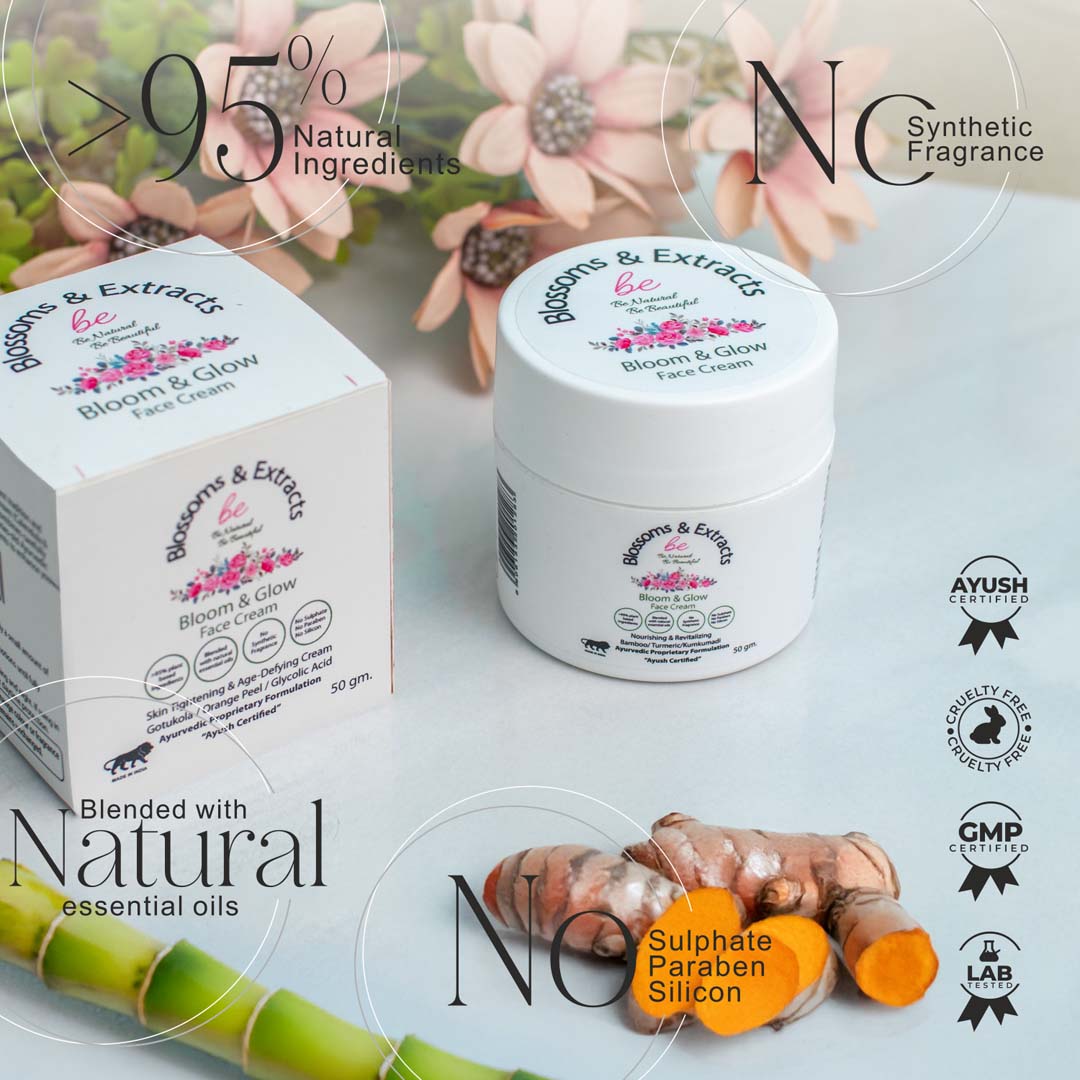 Blossoms & Extracts BLOOM & GLOW FACE CREAM (Bamboo Leaf Extract, Turmeric Extract, Kumkumadi)