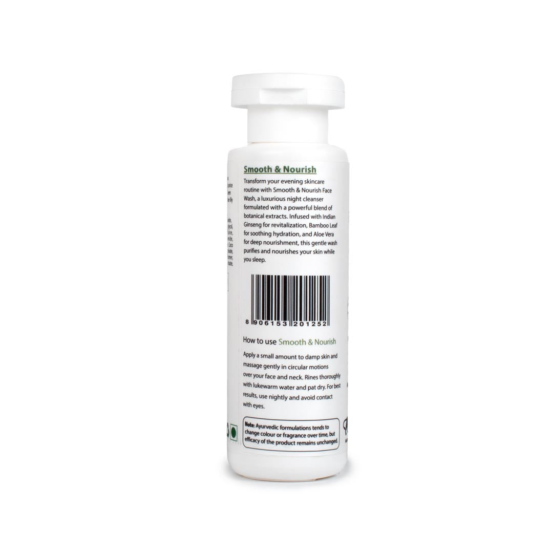 Blossoms & Extracts SMOOTH & NOURISH FACE WASH, Indian Ginseng Extract, Bamboo Extract, Gotu Kola Extract, Licorice Extract