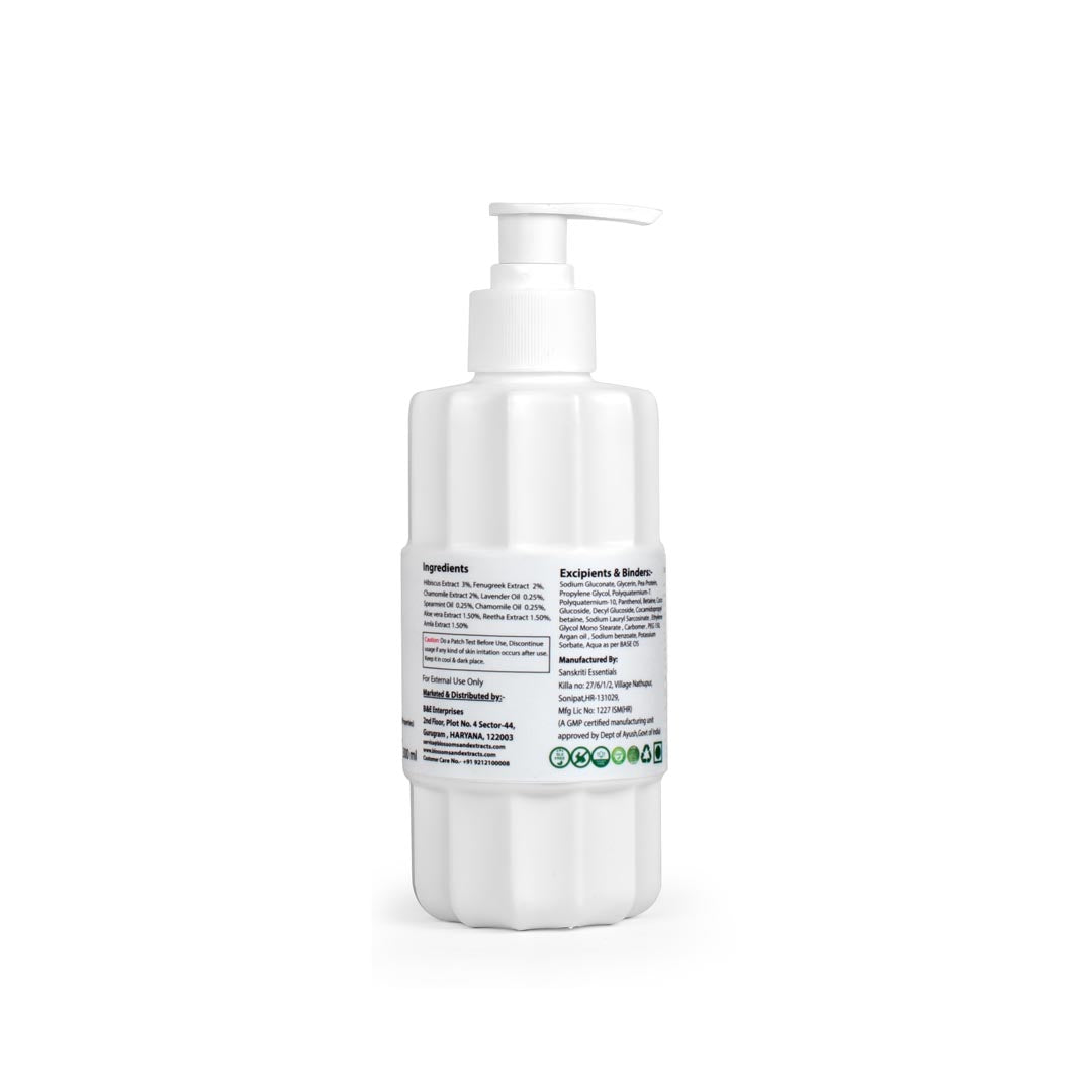 Blossoms & Extracts BOUNCE & SMOOTH Shampoo for Smoothening & Conditioning Shampoo with Hibiscus/ Fenugreek & Argan Oil (Blended with Essential Oils & Ayurvedic Herbs)