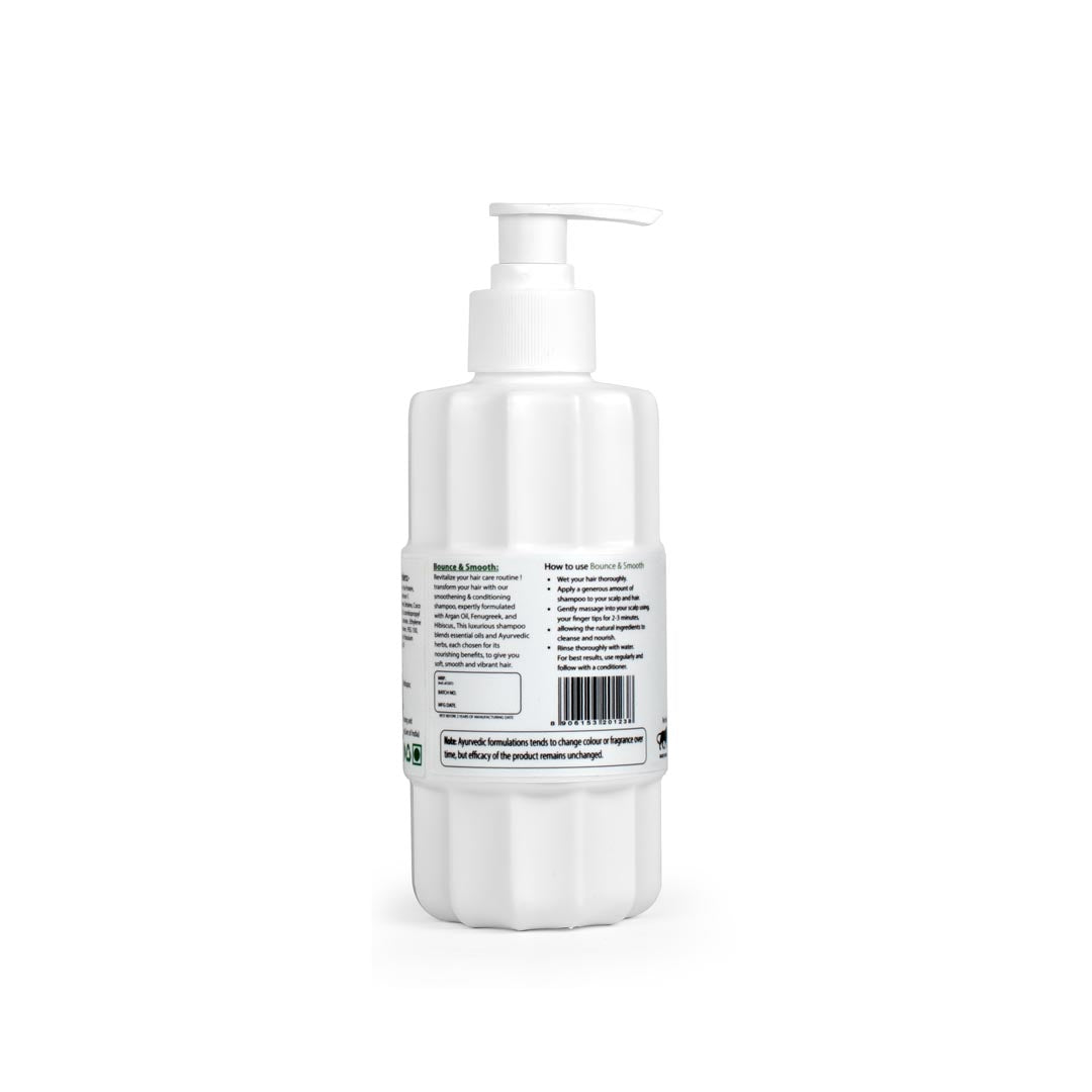 Blossoms & Extracts BOUNCE & SMOOTH Shampoo for Smoothening & Conditioning Shampoo with Hibiscus/ Fenugreek & Argan Oil (Blended with Essential Oils & Ayurvedic Herbs)