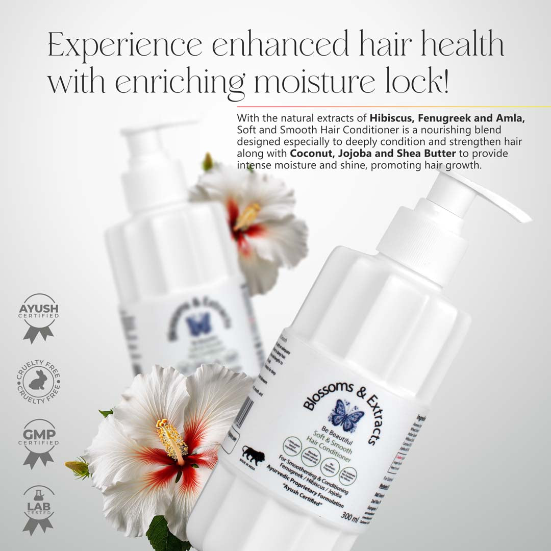 Blossoms & Extracts SOFT & SMOOTH HAIR CONDITIONER Silky Shine, Naturally (Aloe vera extracts, Bhringraj Extracts, Wheat Extracts)