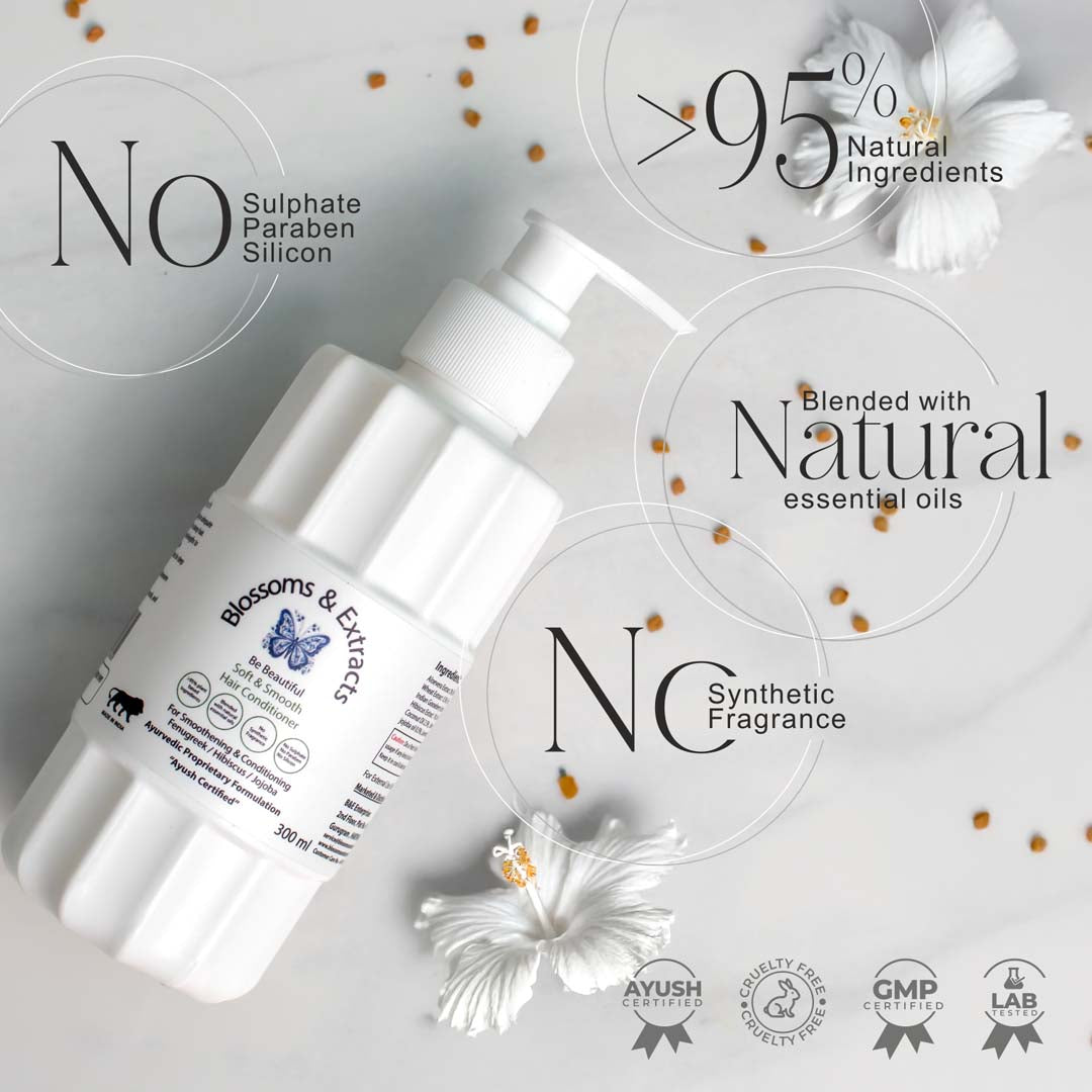 Blossoms & Extracts SOFT & SMOOTH HAIR CONDITIONER Silky Shine, Naturally (Aloe vera extracts, Bhringraj Extracts, Wheat Extracts)