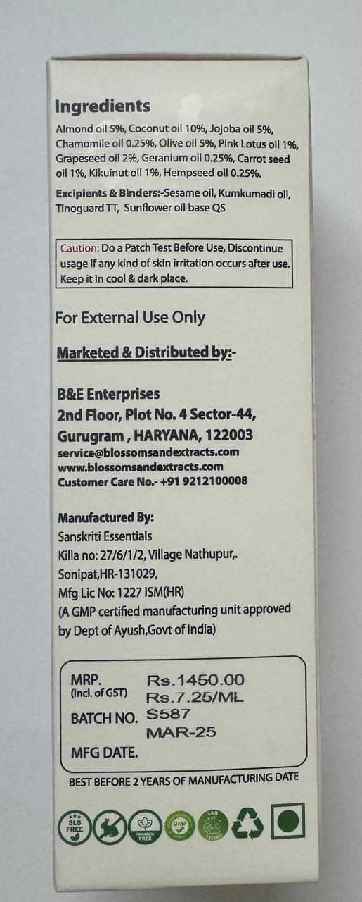 Blossoms & Extracts BLOOM & SHINE BODY OIL Glow, Pink Lotus Extract, Himalayan Lavender Oil, Chamomile Oil, Sunflower Oil